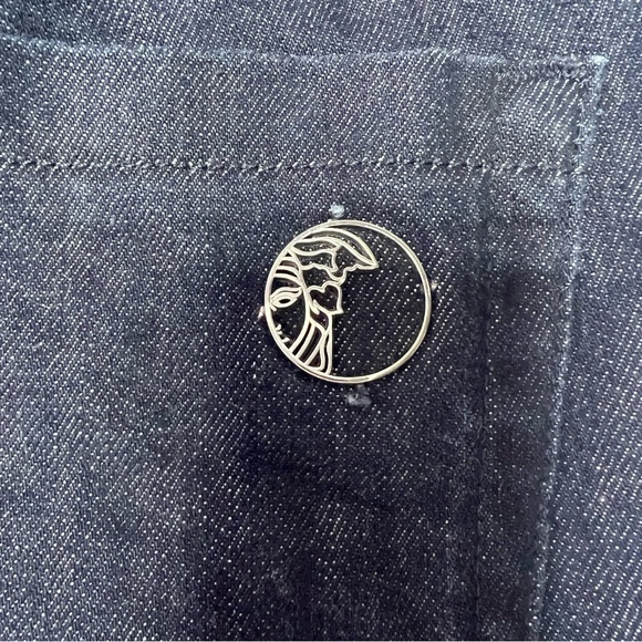 Versace jeans Medusa logo metal emblem buttons charm straight leg dark wash 💎 - Picture 3 of 16